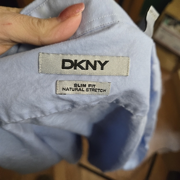 DKNY Sky Blue Slim Fit Shirt - Picture 4 of 7